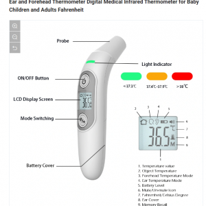Alternative view of Ear and Forehead Digital Infrared Thermometer for Baby, Children and Adults